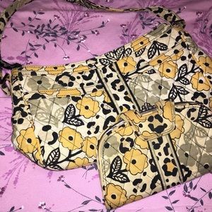 Vera Bradley 2 piece set / yellow floral bag and wallet